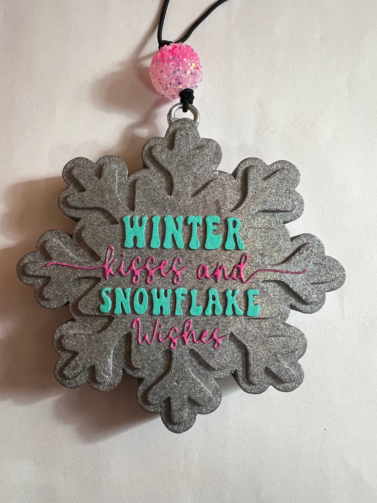 "Winter Kisses and Snowflake Wishes" Snowflake - Mahogany Teakwood