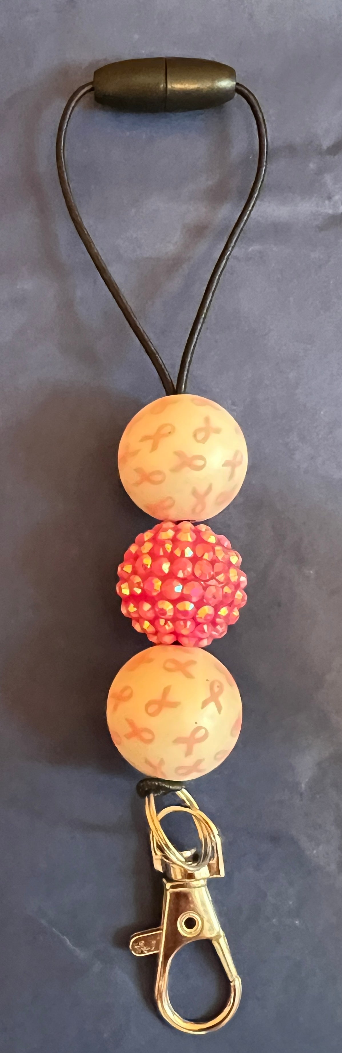 Breast Cancer 3 Bead Freshie Hanger