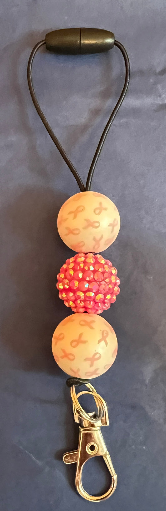 Breast Cancer 3 Bead Freshie Hanger