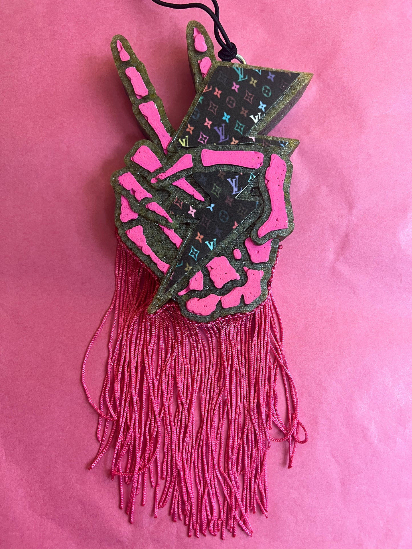 Skeleton Peace Sign - Strawberry Leather