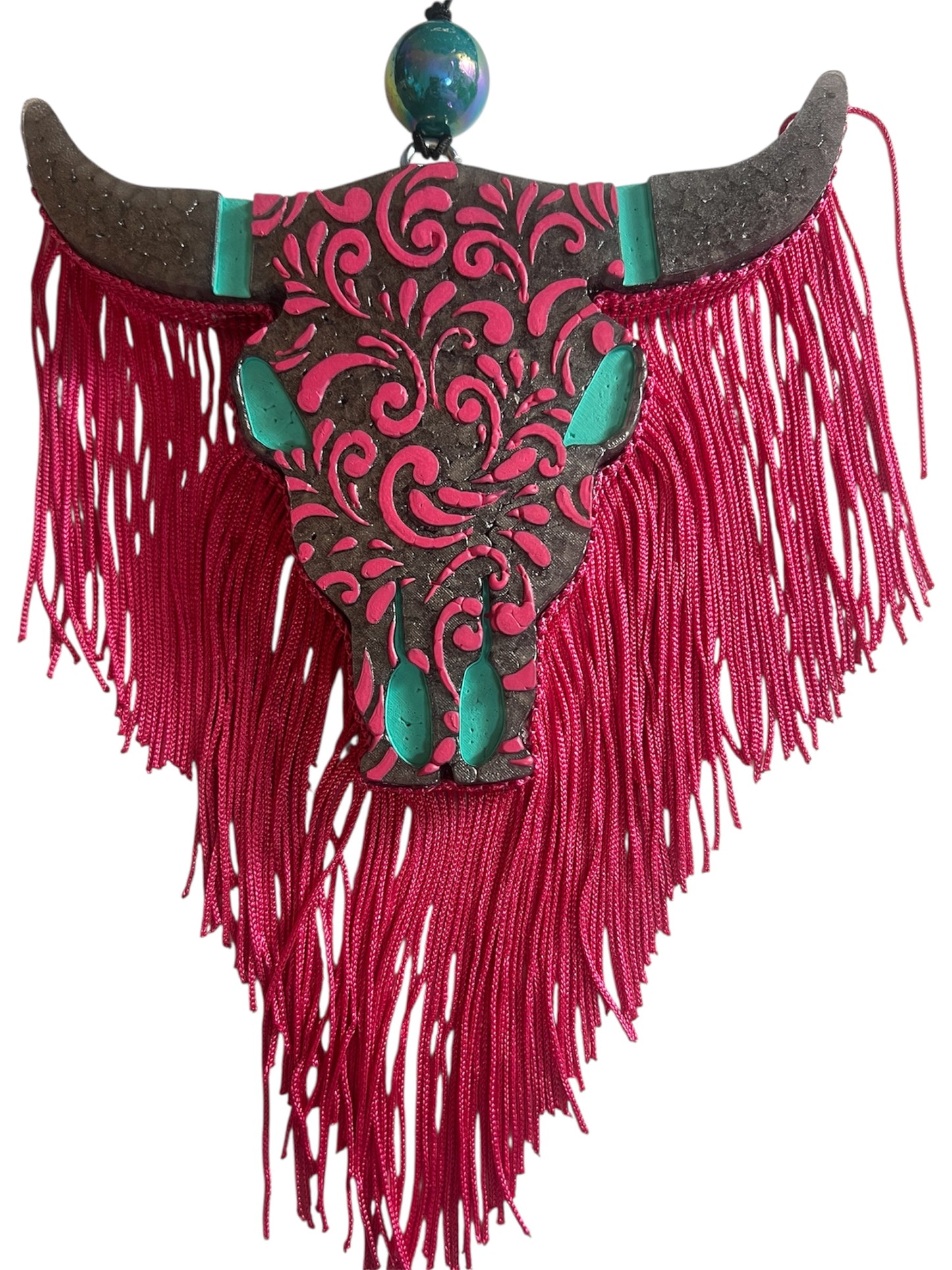 Large Longhorn (Tooled Leather) - Black Ice