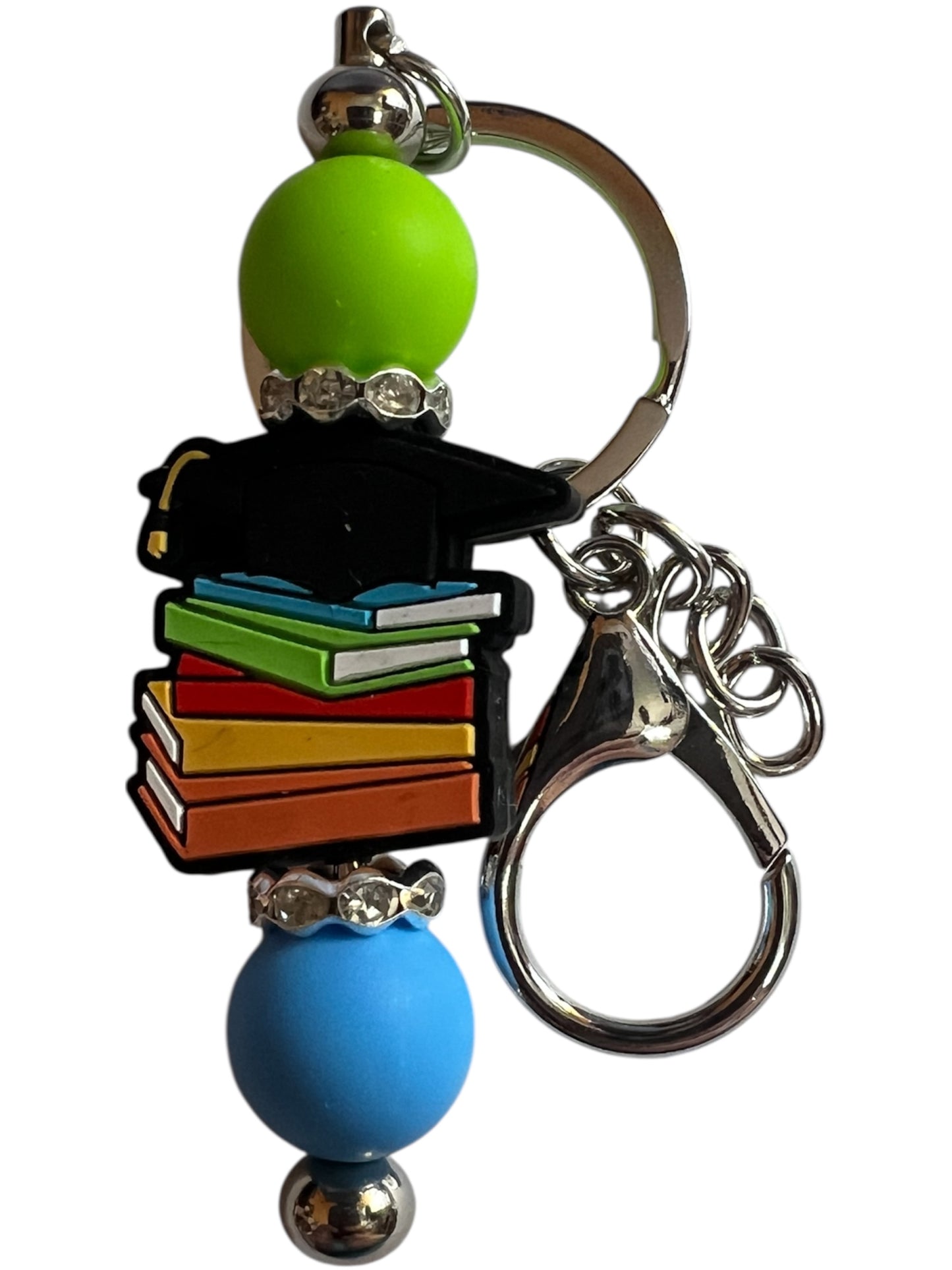 Graduation Cap & Books Keychain