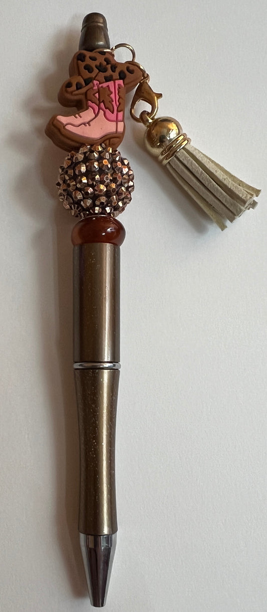 Pink Boot/Tan Tassel Pen