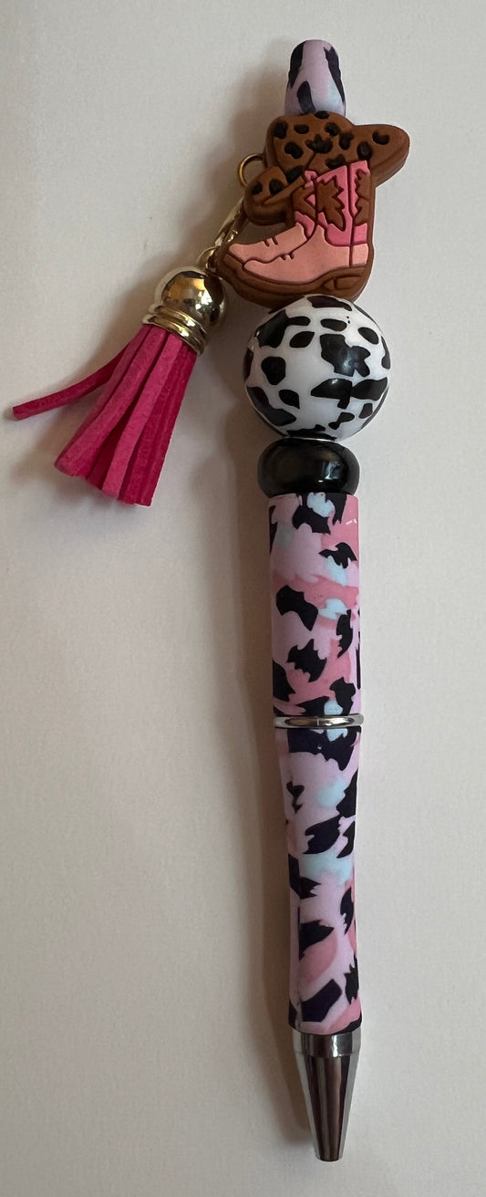 Pink Boot/Tan Tassel Pen