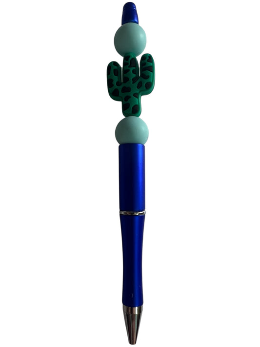 Teal/Black Animal Print Cactus Pen
