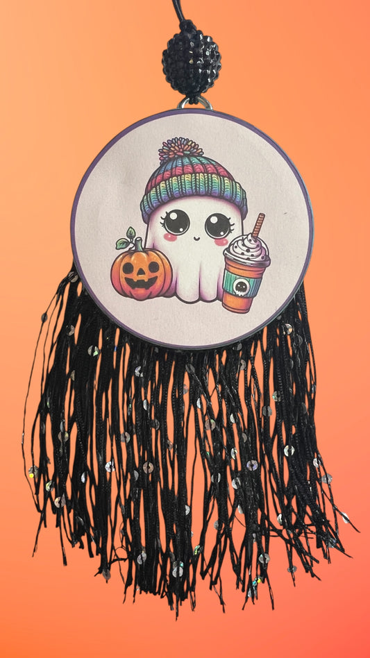 Fall Ghost With Drink/Pumpkin  - Caramel Apple
