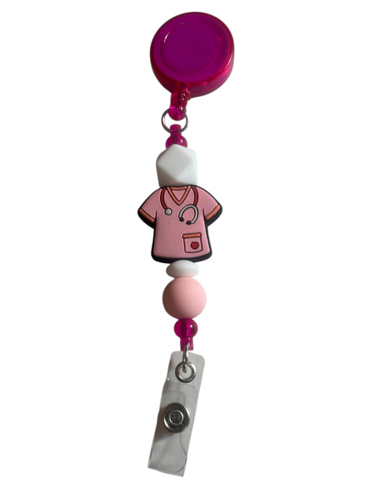 Scrub with Stethoscope Badge Reel