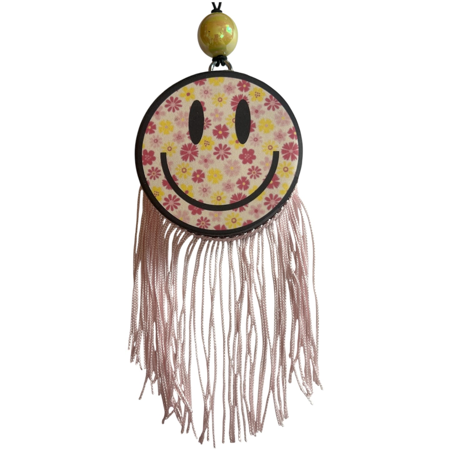 Pink/Yellow Flower Smiley - Black Ice