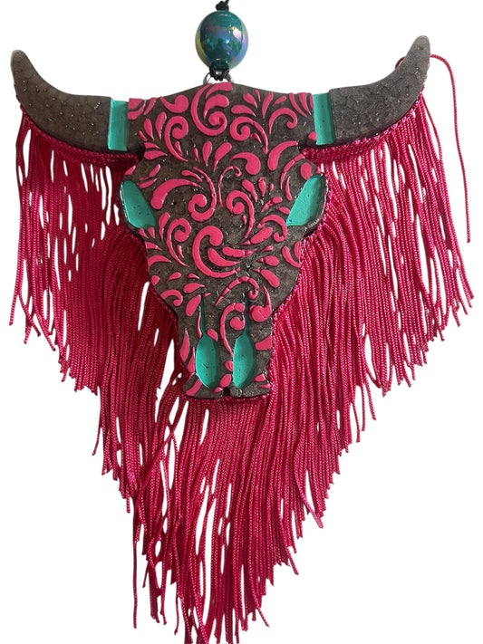 Large Longhorn (Tooled Leather) - Black Ice