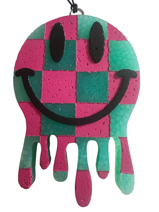 Checkered Drip Smiley - Watermelon Lemonade