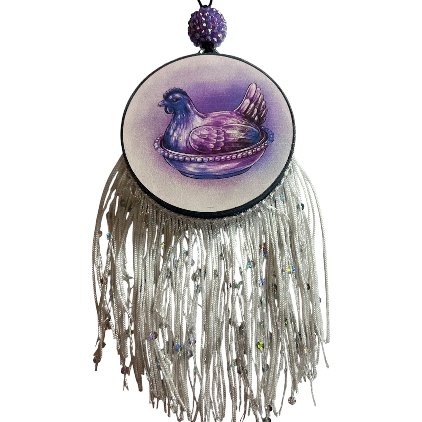 Hen On A Nest (Blue/Purple) - Mahogany Teakwood