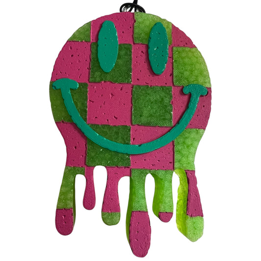 Checkered Drip Smiley - Pink Sugar