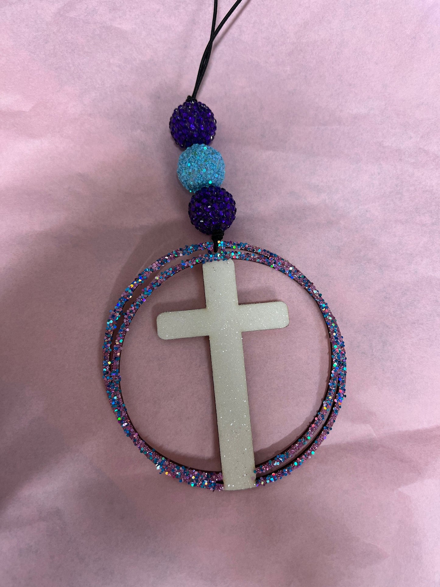 Cross Car Charms - Beads and Glitter